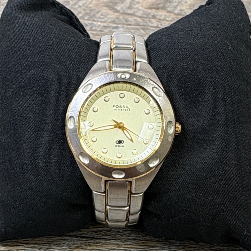 Fossil Blue AM-3304 Two-Tone Stainless Steel Watch – 100M Water Resistant